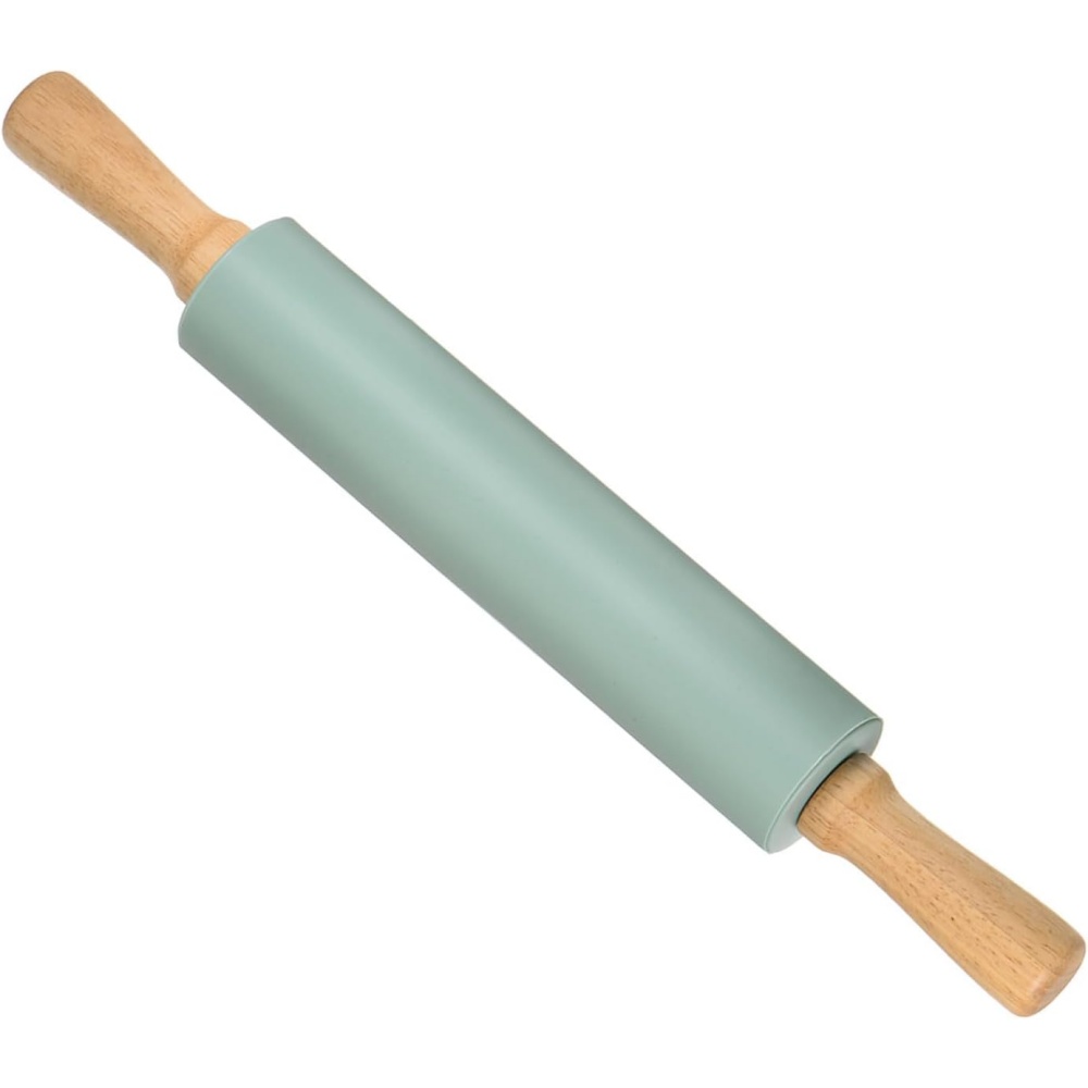 Kitchen Roller Baking - Антипригарная силиконовая скалка с деревянной ручкой,