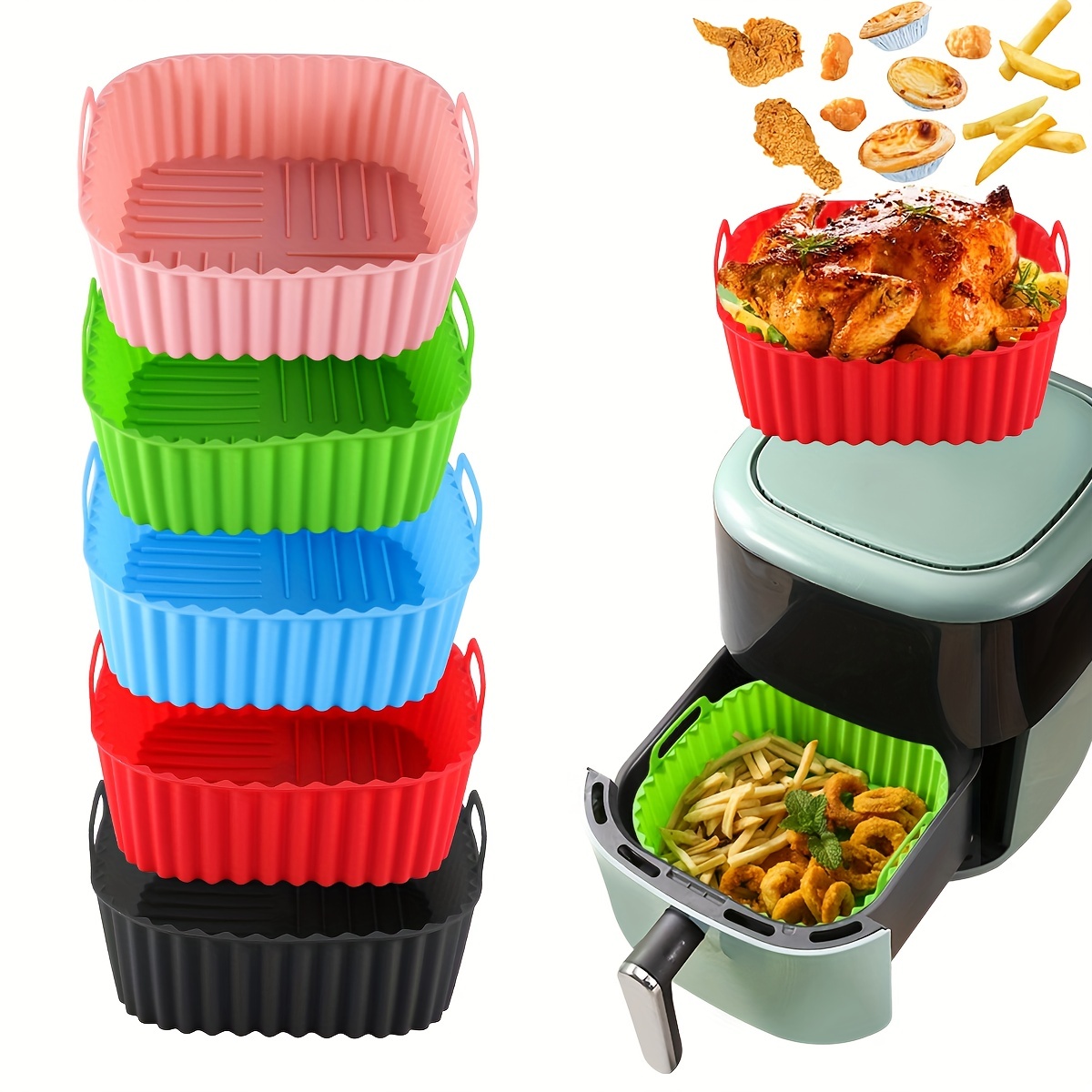 Kitchen Baking Gadgets - 1-квадратный силиконовый вкладыш для фритюрницы многоразовый