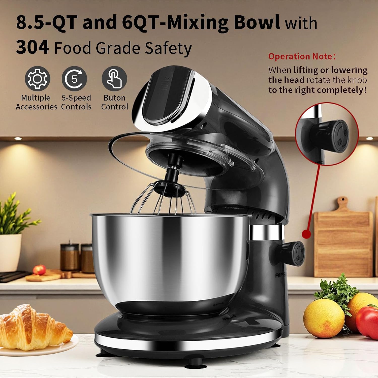 Чёрный электрический стационар – обзор и цена Stand Mixer Bowl